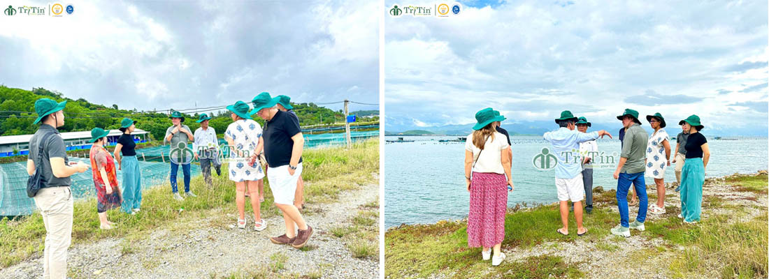 3 khách châu âu tham quan xưởng rong