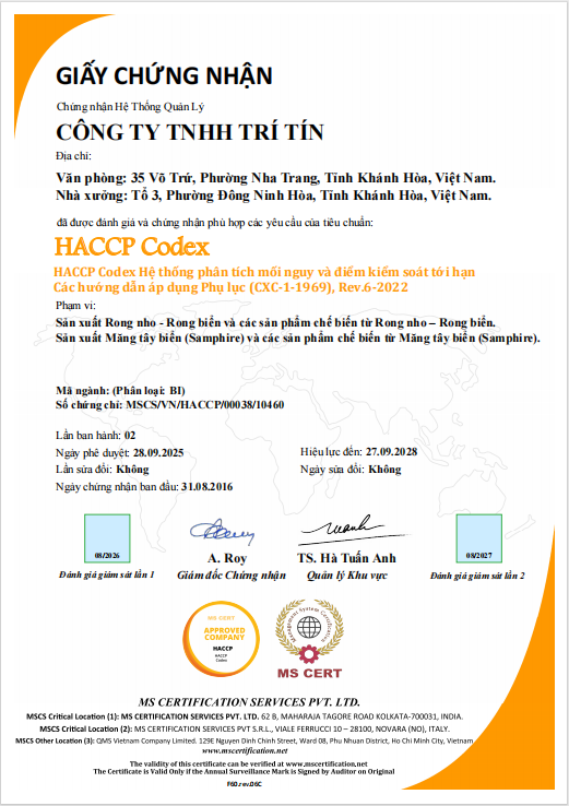chứng nhận haccp